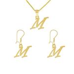 نیم ست طلا 18 عیار زنانه طلای کامک مدل نمادار و شیک حرف M