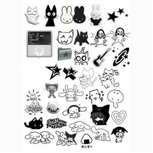 استیکر طرح کیوت سیاه و سفید مجموعه 35 عددی -