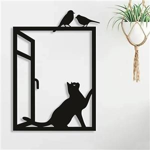 استیکر مدل چوبی گربه و پرنده کد T85 -