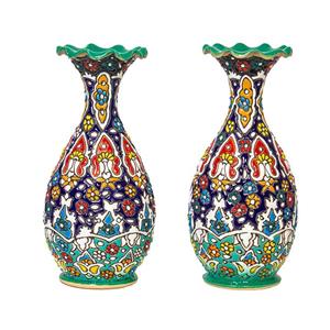 گلدان میناکاری سفالی کد SM02 مجموعه دو عددی -