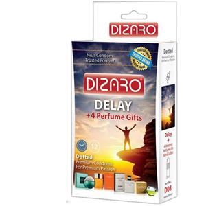 کاندوم خاردار تاخیری دیزارو مدل Perfume Gifts بسته 12 عددی DIZARO DELAY 4PERFIUME GIFTS dizaro professional condoms psc 