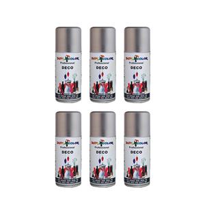 اسپری رنگ کروم نقره ای دوپلی کالر مدل Deco حجم 150 میلی لیتر مجموعه 6 عددی