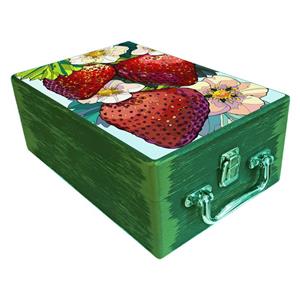 جعبه هدیه مدل چمدان چوبی طرح توت فرنگی کد WS718