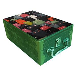 جعبه هدیه مدل چمدان چوبی طرح گربه های رنگی کد WS713