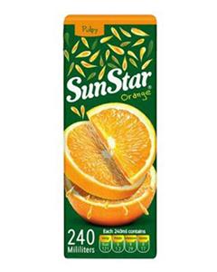 نوشیدنی پالپ دار پرتقال سان استار کوچک 240 میل Sunstar Orange Juice 240ml 