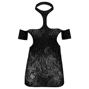 لباس خواب زنانه ماییلدا مدل نگین دار فانتزی کد 4860-7185 رنگ مشکی 
