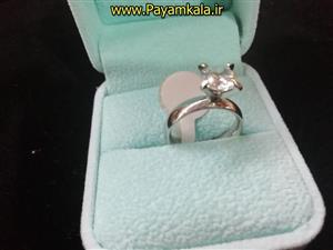 انگشتر سولیتر نقره ای ( تک نگین طرح دایره ) سایز 6