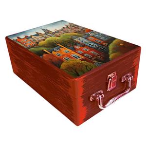 جعبه هدیه مدل چمدان چوبی طرح بهاری کد WS726