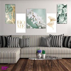 تابلو شاسی بکلیت طرح مدرن طبیعت و گل مدل SH-1938 مجموعه 5 عددی