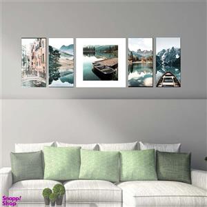 تابلو شاسی بکلیت طرح مدرن منظره دریا و قایق مدل SH-1921 مجموعه 5 عددی