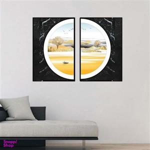 تابلو بکلیت طرح مدرن نیم دایره طبیعت و دریا مدل B-1899 مجموعه 2 عددی