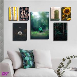 تابلو شاسی بکلیت طرح مدرن طبیعت و گل آفتابگردان مدل SH-1814 مجموعه 7 عددی