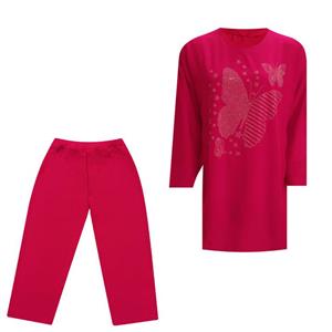 ست تونیک آستین بلند و شلوار زنانه مدل نخی ابرو بادی DKCOP 483