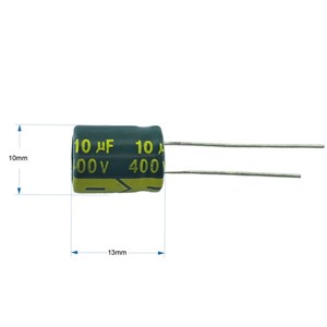 خازن الکترولیت 10uF میکرو فاراد جی دبلیو کو مدل 400v بسته 2 عددی
