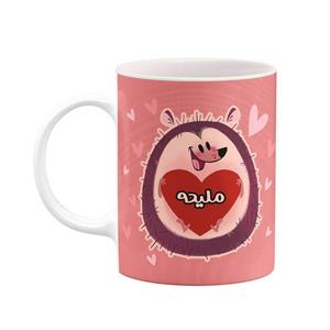 ماگ کاکتی طرح اسم ملیحه مدل قلب کد mgn16382