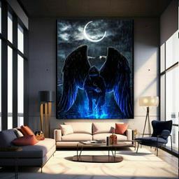 پوستر دیواری طرح آنجل زیر ماه کد FP10228