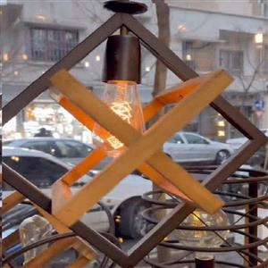 لوستر آویز مدل چوب فلز