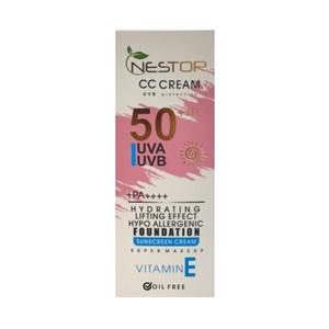 کرم ضد آفتاب رنگی نستور SPF 50 شماره 1 مدل ویتامین E ‌مناسب پوست‌های چرب حجم 50 میلی‌لیتر