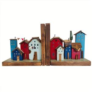 نگهدارنده کتاب مدل چوبی دهکده رویایی کد B4434 بسته 2 عددی -