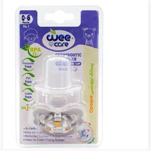 پستانک ارتودنسی وی کر مدل دربدار دسته دار مات چاپدار پروانه ای سایز 12  ماه کد P126