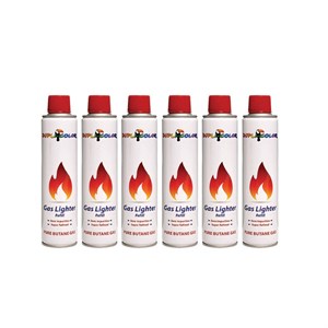 گاز فندک دوپلی کالر مدل REFILL حجم 300 میلی لیتر مجموعه 6 عددی