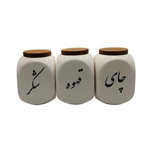 بانکه مدل سرامیکی طرح چای و قهوه و شکر مجموعه 3 عددی