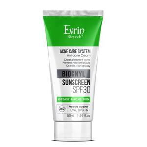کرم ضد آفتاب بدون رنگ اورین spf30 مدل BIOCNYL مناسب برای پوست چرب حجم 50 میلی‌لیتر