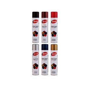 اسپری رنگ مشکی و طلایی و سرمه ای و نقره ای و قرمز آتشین و ضد زنگ اخرایی کاسپین مدل Cas6 حجم 300 میلی لیتر مجموعه 6 عددی