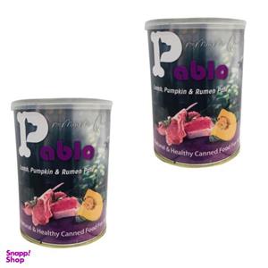 کنسرو سگ پابلو مدل گوشت بره و سیرابی و کدو تنبل وزن 800 گرم بسته 2 عددی