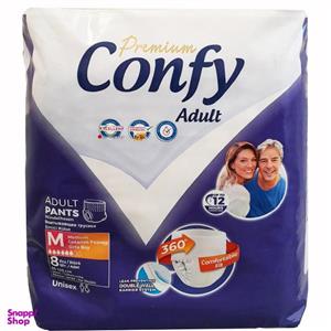 پوشک شورتی بزرگسال کانفی مدل پریمیوم سایز متوسط بسته 8 عددی