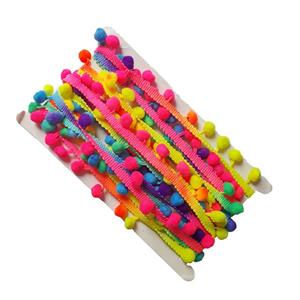 نوار یراق مدل پوم پوم طرح هفت رنگ طول 2 متر