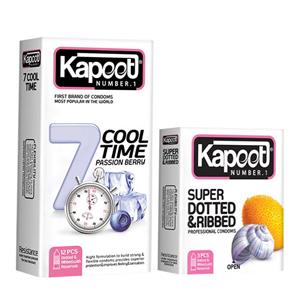 کاندوم کاپوت مدل Cool Time بسته 12 عددی به همراه کاندوم کاپوت مدل Super Dotted And Ribbed بسته 3 عددی
