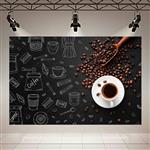 پوستر طرح قهوه مدل دانه ها و شماتیک وسایل کافه کد AR30708
