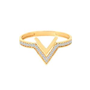 انگشتر طلا 18 عیار زنانه ماوی گالری مدل وی ساده و نگین -