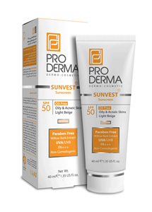 کرم ضد آفتاب پرودرما با SPF50 فاقد چربی Pro Derma بژ روشن 