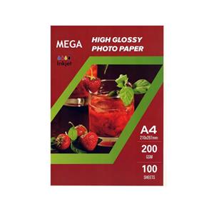 کاغذ چاپ عکس گلاسه مگا مدل 200g سایز A4 بسته 100 عددی