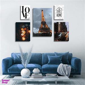 تابلو شاسی بکلیت طرح منظره شهر و برج ایفل مدل SH-1631 مجموعه 5 عددی