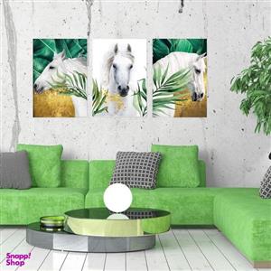 تابلو شاسی بکلیت طرح مدرن طبیعت و اسب سفید مدل SH-1902 مجموعه 3 عددی