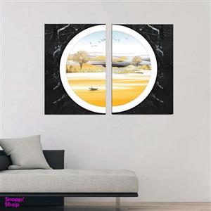 تابلو شاسی بکلیت طرح مدرن نیم دایره طبیعت و دریا مدل SH-1899 مجموعه 2 عددی