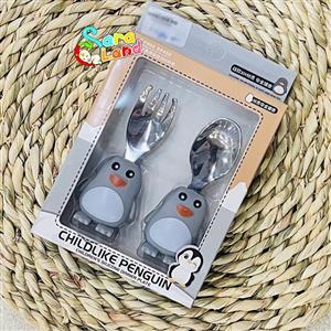 قاشق و چنگال کودک طرح پنگوئن کد 2