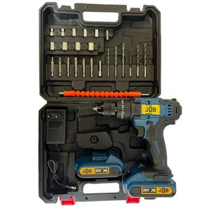 دریل پیچ گوشتی شارژی چکشی جاب مدل JB-5690 B مجموعه 45 عددی