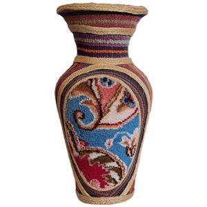 گلدان تزئینی مدل سفال طرح گلیم فرش کد COOSOF7