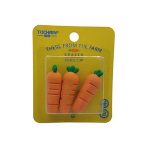 پاک کن مدل سرمدادی طرح هویج مجموعه 3 عددی