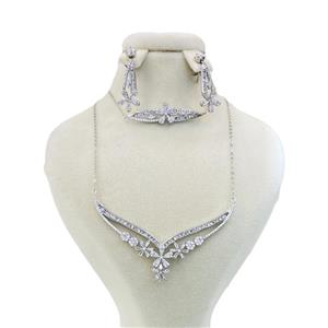 ست نقره زنانه مدل جواهری نگین های اتریشی و روکش آب رادیوم کد 0023