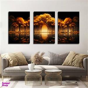 تابلو شاسی بکلیت طرح مدرن منظره دریا و درخت مدل SH-1583 مجموعه 3 عددی