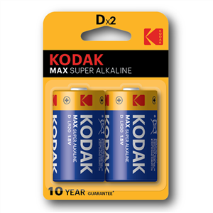 باتری سایز D کداک مدل MAX SUPER ALKALINE بسته دو عددی