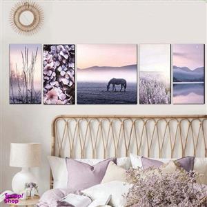 تابلو شاسی بکلیت طرح مدرن طبیعت و اسب مدل SH-1915 مجموعه 5 عددی