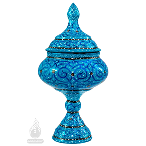 شکلات خوری میناکاری قطر 7 سانتی متر کاظمی آبی روشن 