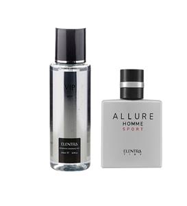 عطر جیبی مردانه مدل Allure Homme Sport النترا تاینی به همراه بادی اسپلش مردانه مدل Vip النترا