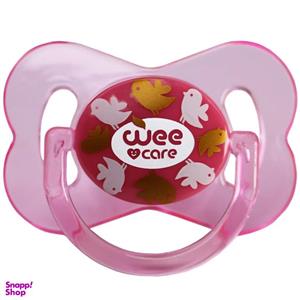 پستانک ارتودنسی وی کر مدل دربدار دسته دار شفاف چاپدار پروانه ای سایز 0-6 ماه کد P127